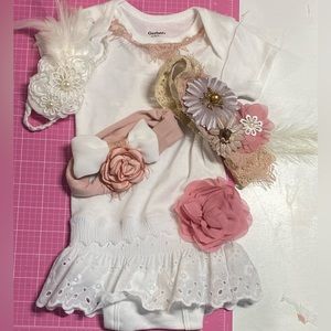 Handmade baby girl onesie dress.
